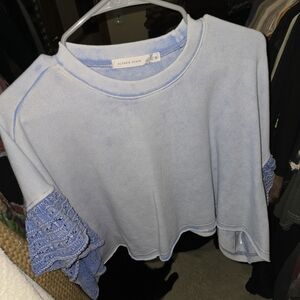 Altar'd State Light Blue Top with Lace Sleeves